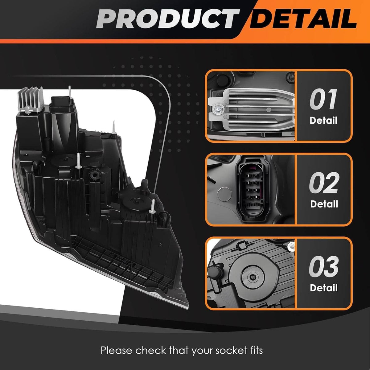 Solidspare Left & Right Full LED Headlights Headlamps For 2018-2022 Freightliner Cascadia