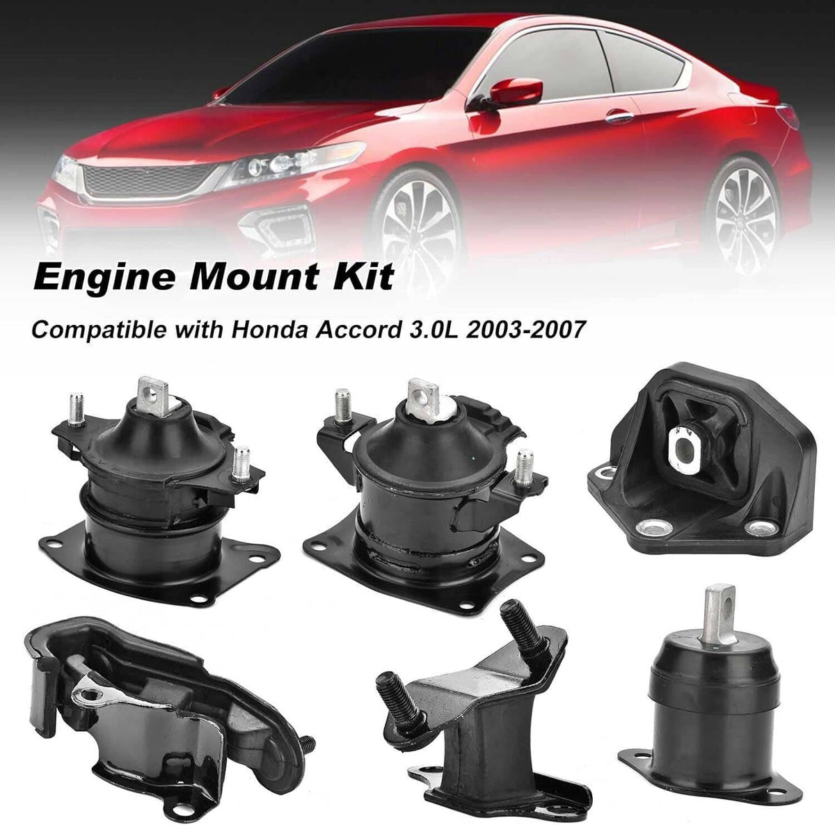 Solidspare 6PCS Engine Motor & Transmission Mount Set For 2003-2007 Honda Accord 2.4L Auto