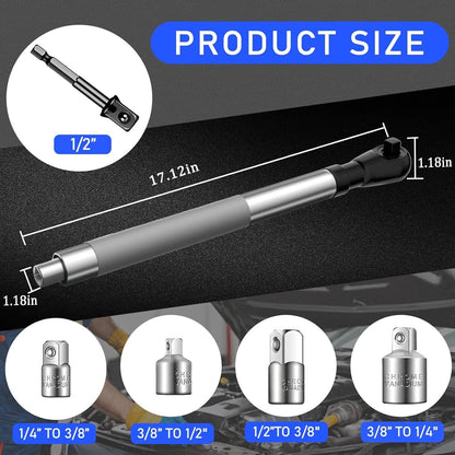 Solid Spare 1/2" Offset Extension Wrench Impact Ratchet Extender for Electric Drill 3/8" 1/4