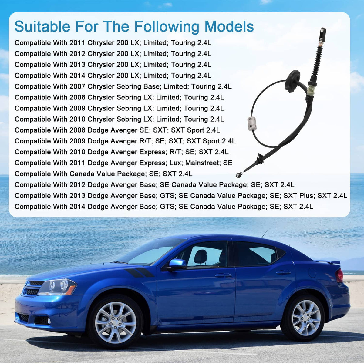Solidspare Auto Trans Shift Cable Fits Dodge Avenger 2008-2014 Chrysler 200 2011-2014