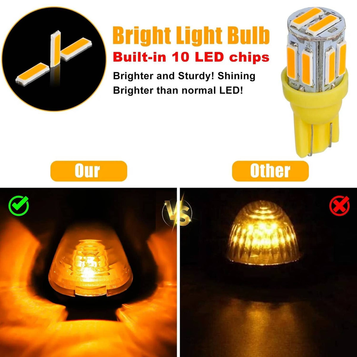 Solid Spare 5Pcs For Ford F-250 F-350 F450 Super Duty Smoke LED Cab Roof Lights Marker Amber