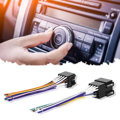 Solidspare 16 Pin Radio ISO Wire Harness Adapter For Peterbilt Freightliner Semi Truck Pair