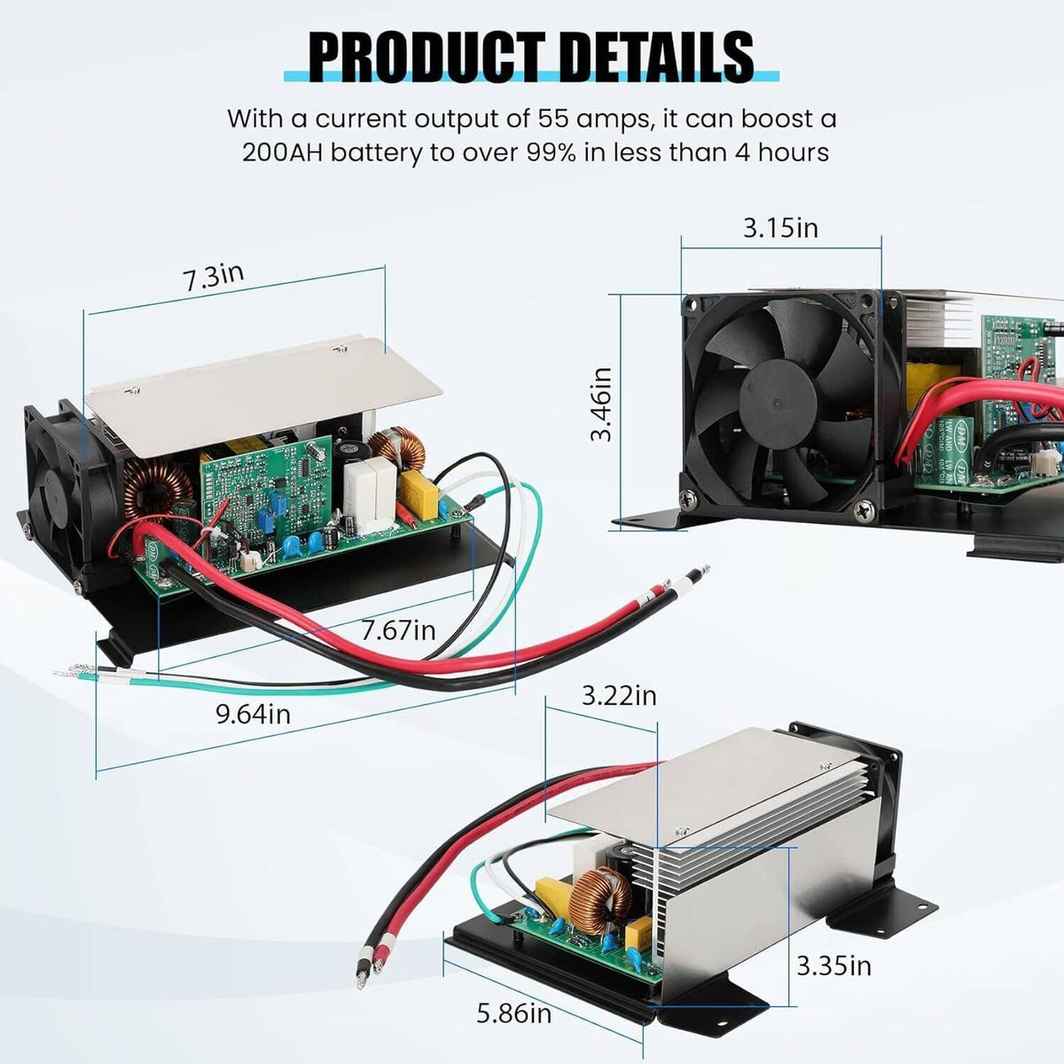 Solidspare 55 AMP 12V WF-8955-MBA RV Power Converter For Parallax 7145 7155 WF-8955 WF-8900