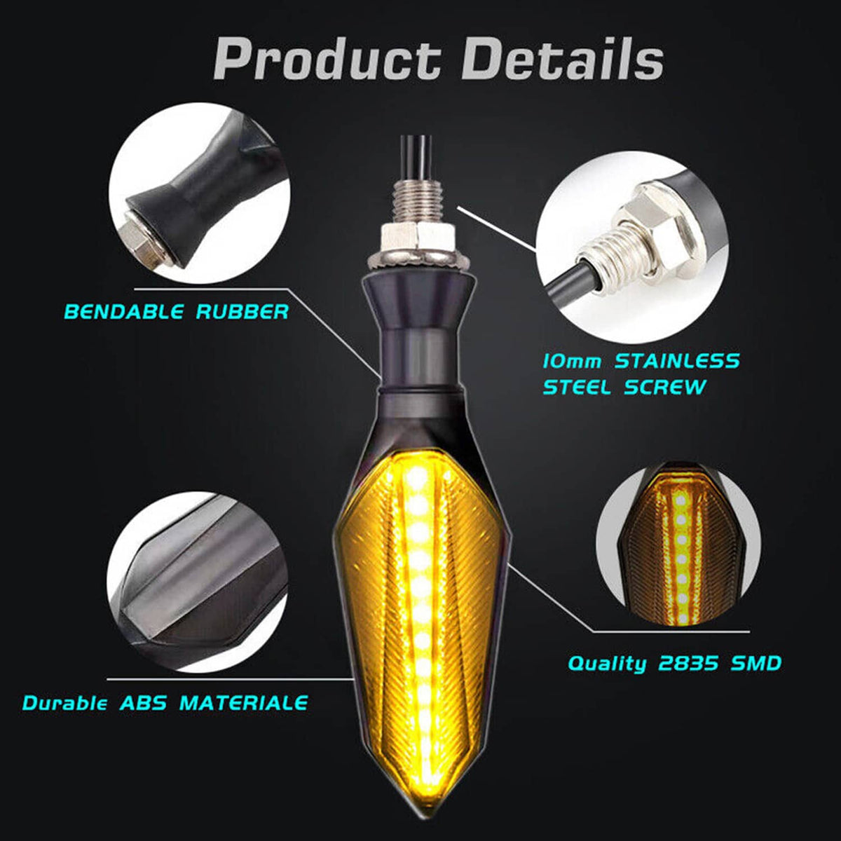 Solidspare 4X Motorcycle LED Turn Signal Lights Blinker For Suzuki DRZ400SM Kawasaki Honda