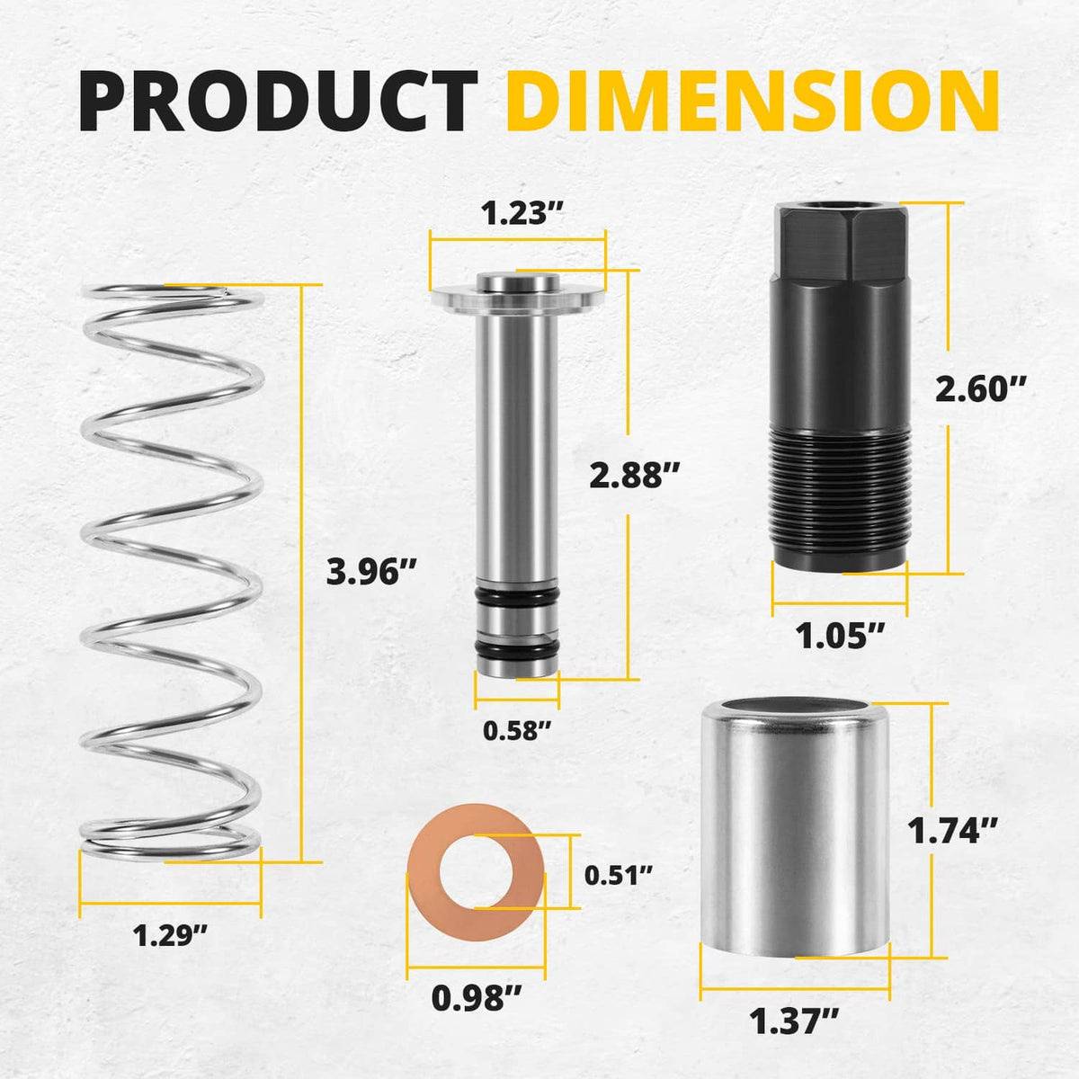Solidspare Replacement Pump Piston fits Harbor Freight-Costco-Arcan-Matco 3 & 3 1/4 t. jack