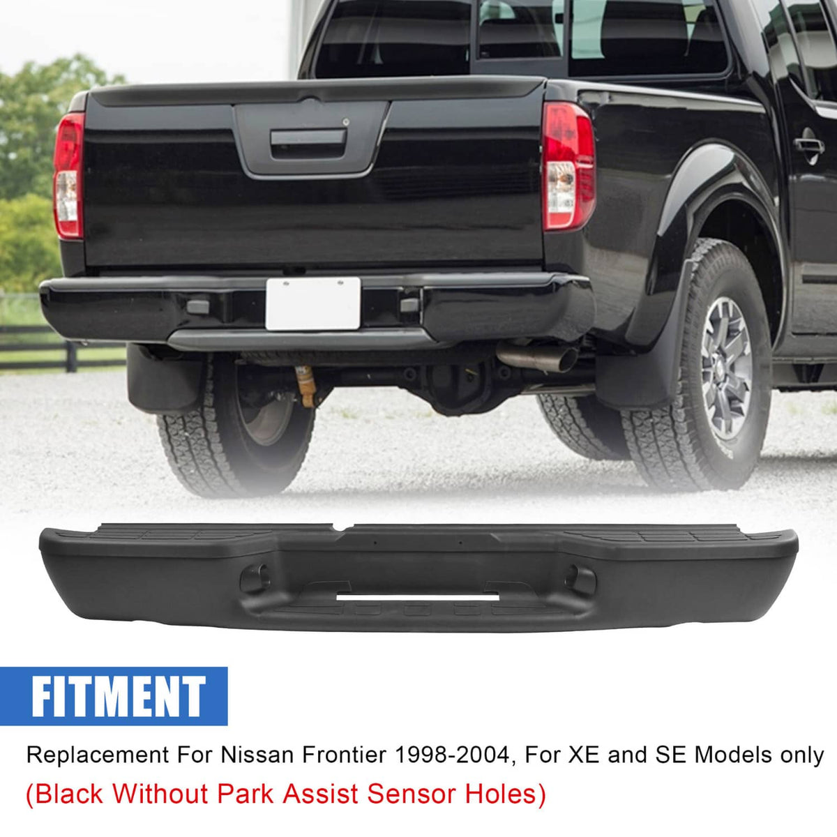 Solidspare Black Rear Step Bumper Assembly For 1998-2004 Chevrolet S10 GMC Sonoma