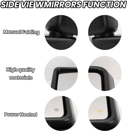 Solidspare Left Driver Side Power Heated Mirror Rear For 2018-2024 Jeep Wrangler Gladiator