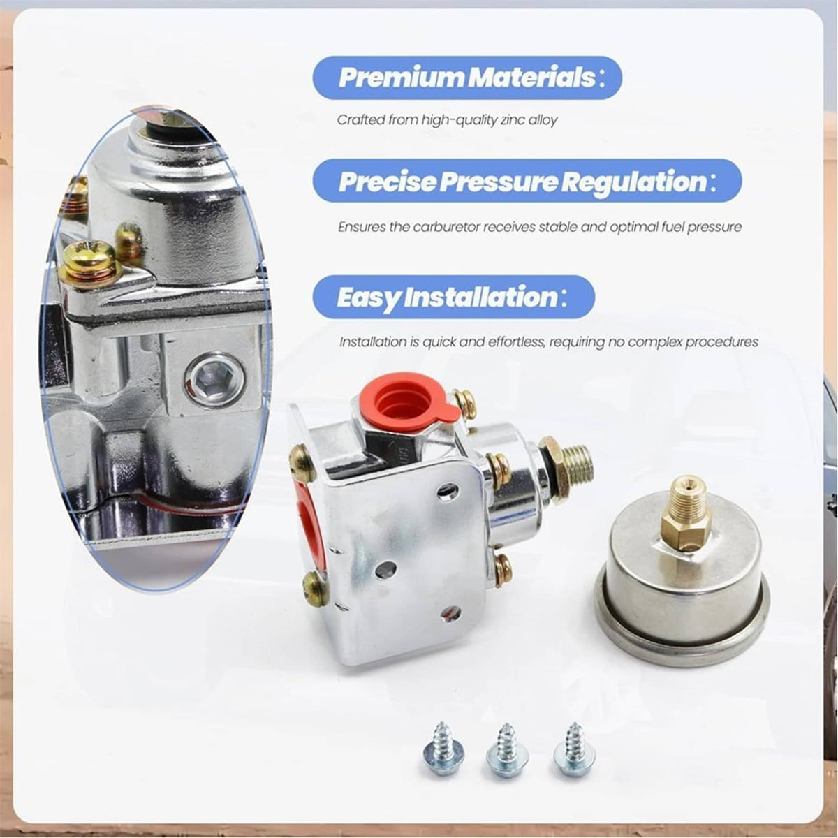 Solidspare New 12-804 Low Fuel Pressure Regulator Gauge Fit for Carburetor Carb Quick Fuel