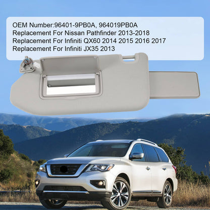 Solidspare Left Driver Side Sun Visor W/Mirror & Light For Nissan Pathfinder 2013-2018