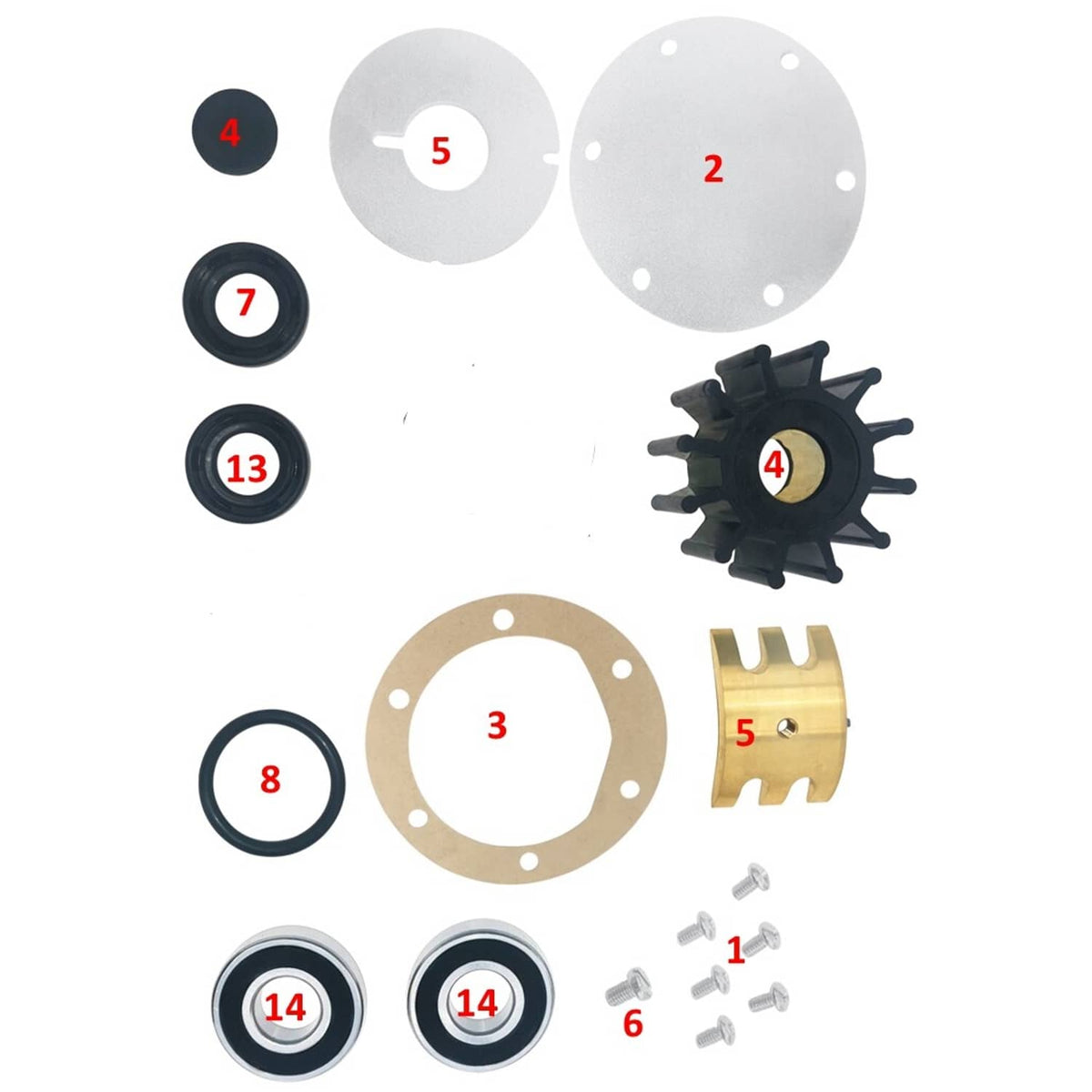 Solid Spare New Major Repair Kit For Jabsco Pump 18400-0050 Onan 132-0147 MDJC MDJF 15KW