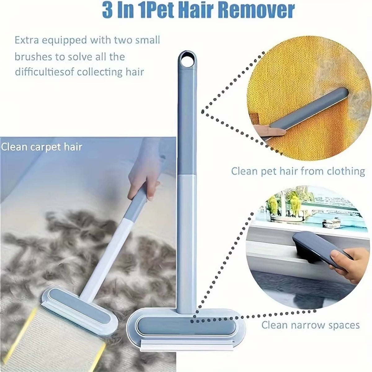 Solid Spare Pet Hair Removal Tool Reusable Washable Lint Brush for Cat and Dog Hair