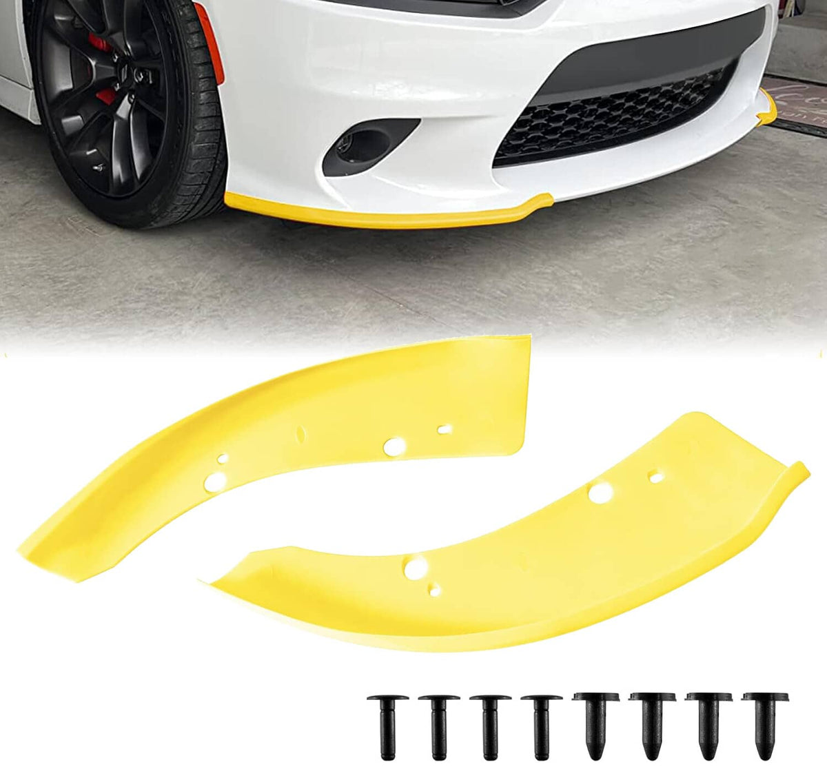Solidspare Front Bumper Lip Splitter Trim Cover Yellow For 2015-2022 Dodge Charger SRT Scat