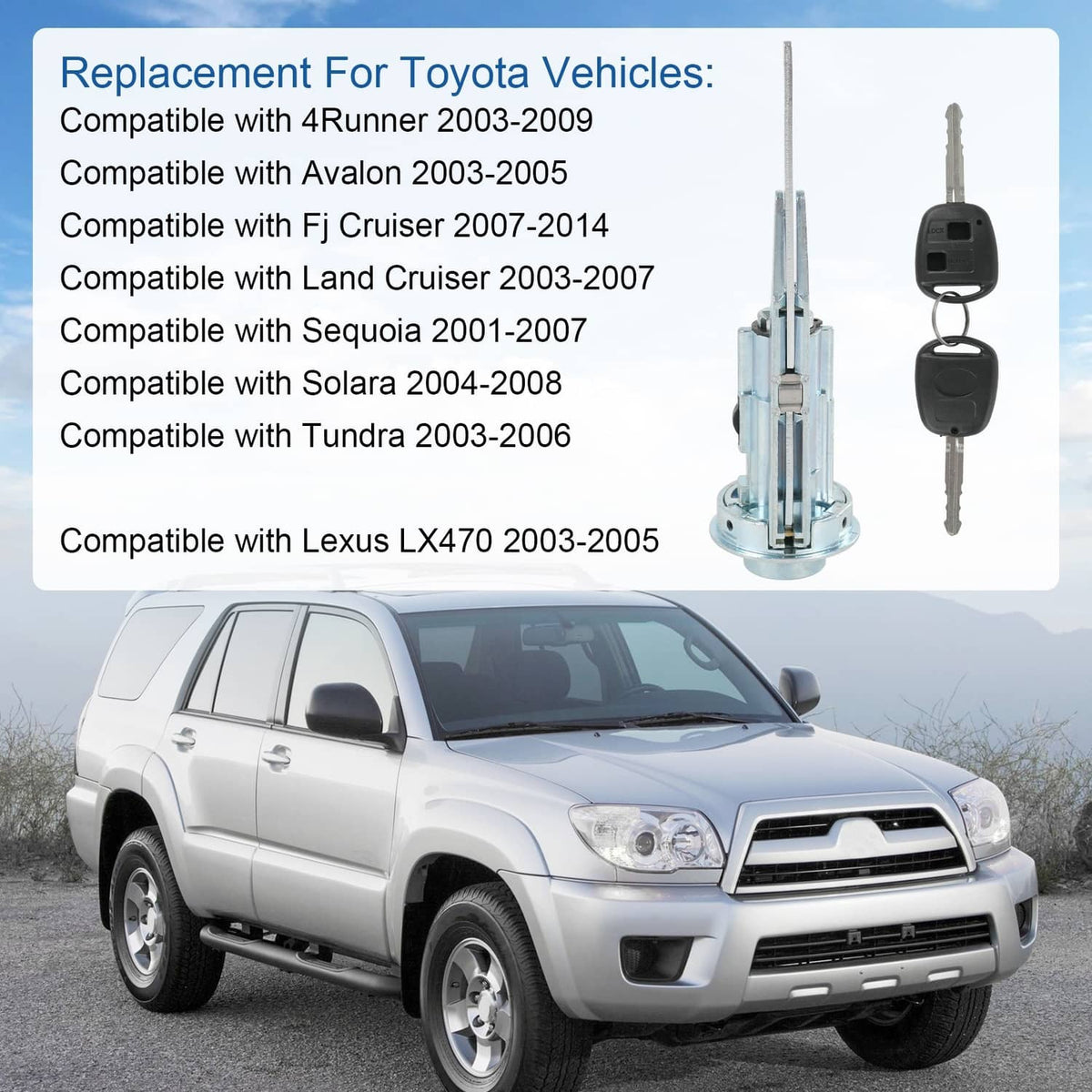Solidspare Ignition Lock Cylinder Switch With 2 Keys For 2003-2006 Tundra 2001-2007 Sequoia