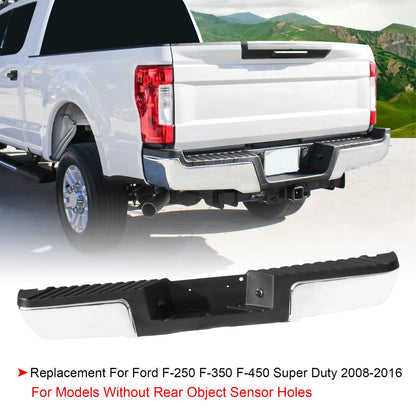 Solidspare Rear Step Bumper FOR 2008-2016 Ford F250 Super Duty Chrome w/o Sensor Holes