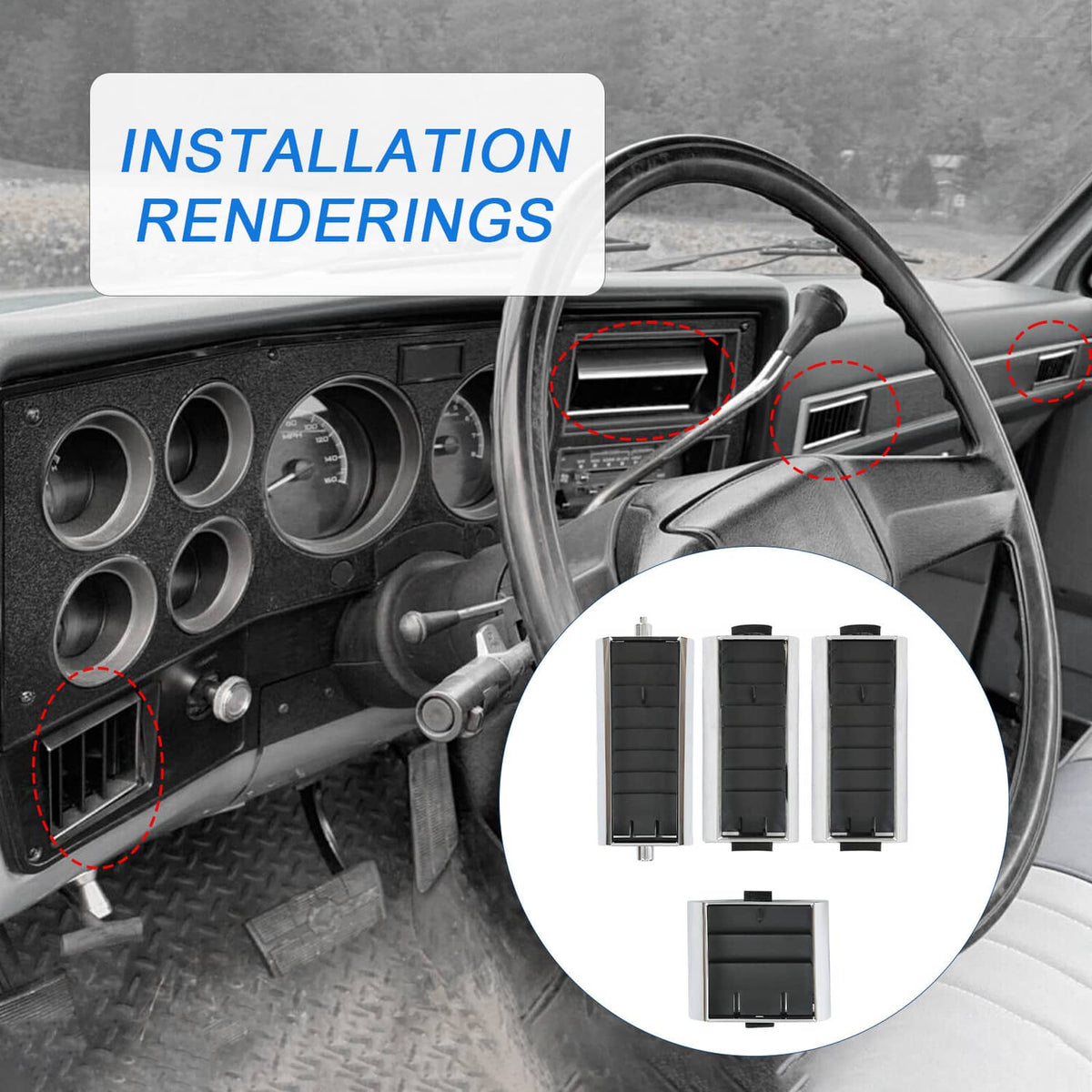 Solidspare FOR 1981 1982 1983 1984 1985 1986 1987 CHEVY GMC TRUCK A/C DASH VENT SET 4 PCS