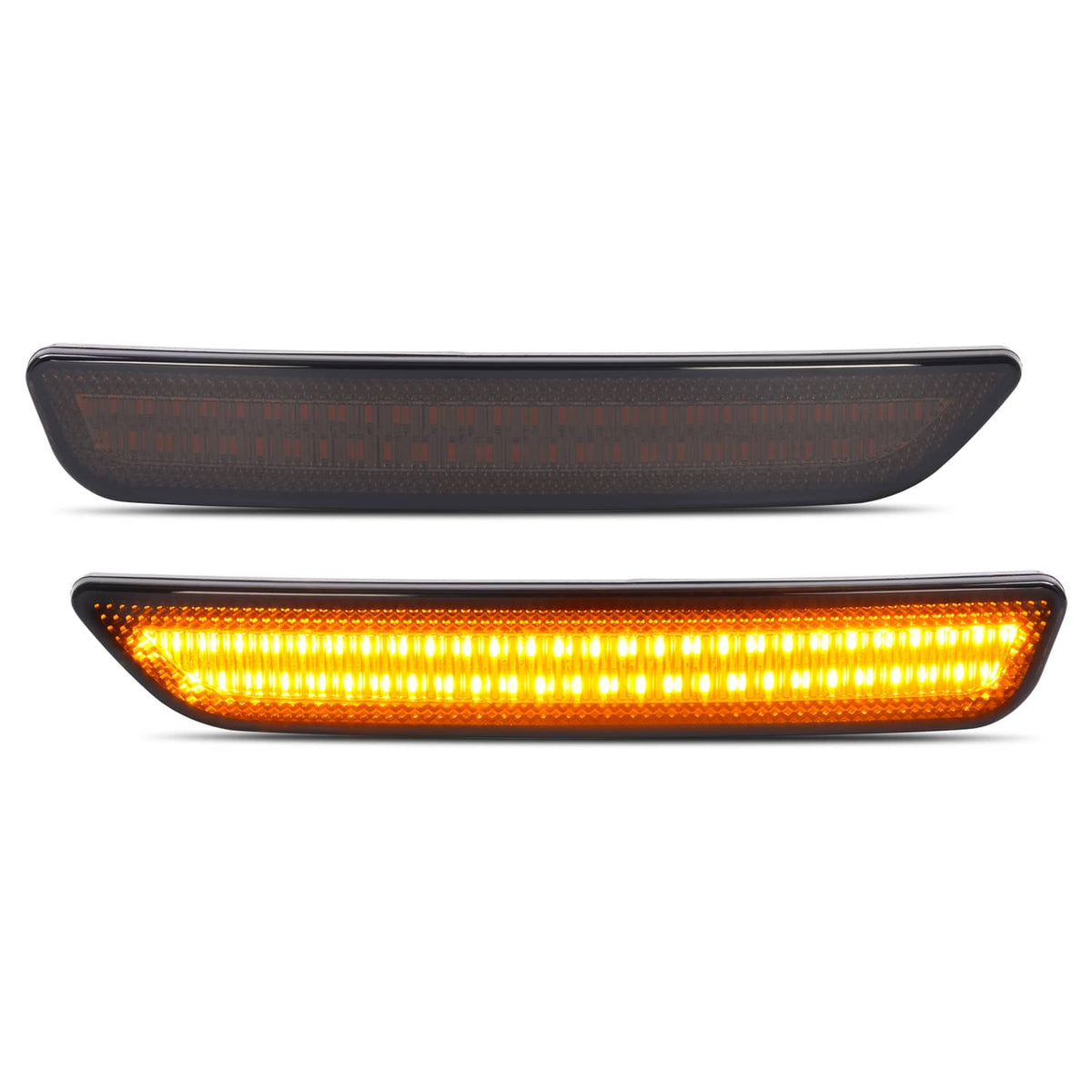 Solid Spare 2XLED Front Bumper Side Marker Light Smoke Lens Amber For Ford Mustang 2010-2014