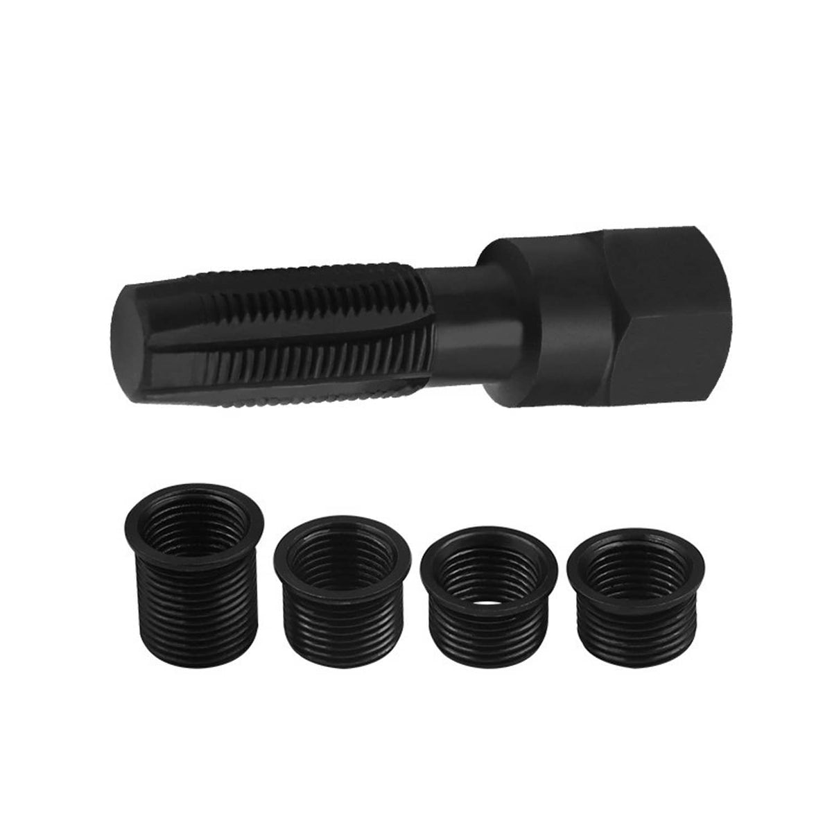 Solid Spare 14mm Spark Plug Rethread Thread Repair Kit Helicoil Reamer Tap Tool w/ 4 Inserts