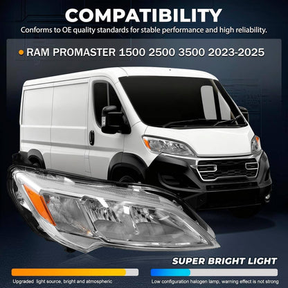 Solidspare New Right Passenger Side Headlight Halogen For 2023-2026 Dodge Ram Promaster