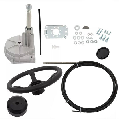 Solidspare 14 Feet Boat Rotary Steering System Outboard Kit Marine With 13.5" Wheel SS13714