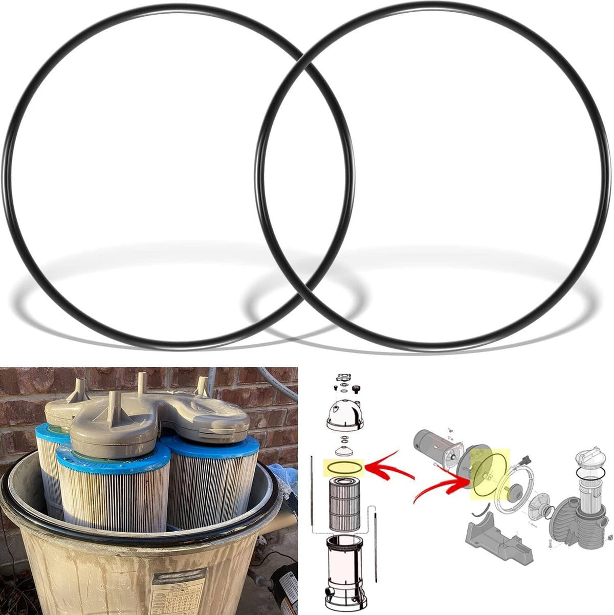 Solid Spare 2PCS CX900F O-Ring For Hayward Star-Clear Plus Cartridge Filter C751 C900 C1200