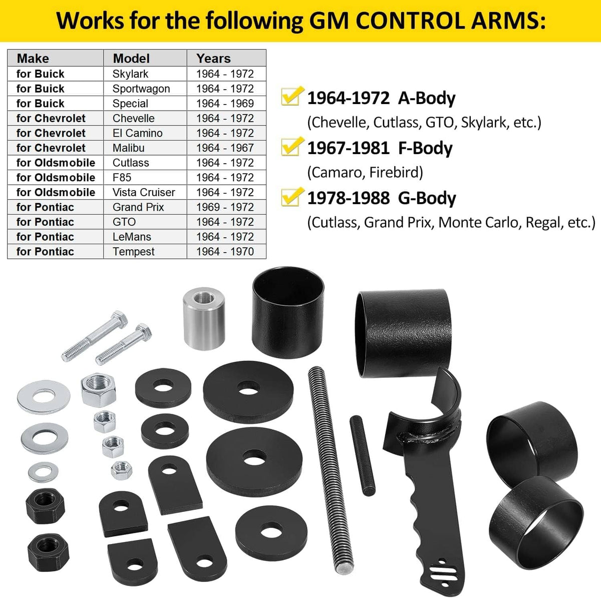 Solid Spare Upper Lower Control Arm Bushing Removal Install Tool 85000009 for GM A/F/G-Body