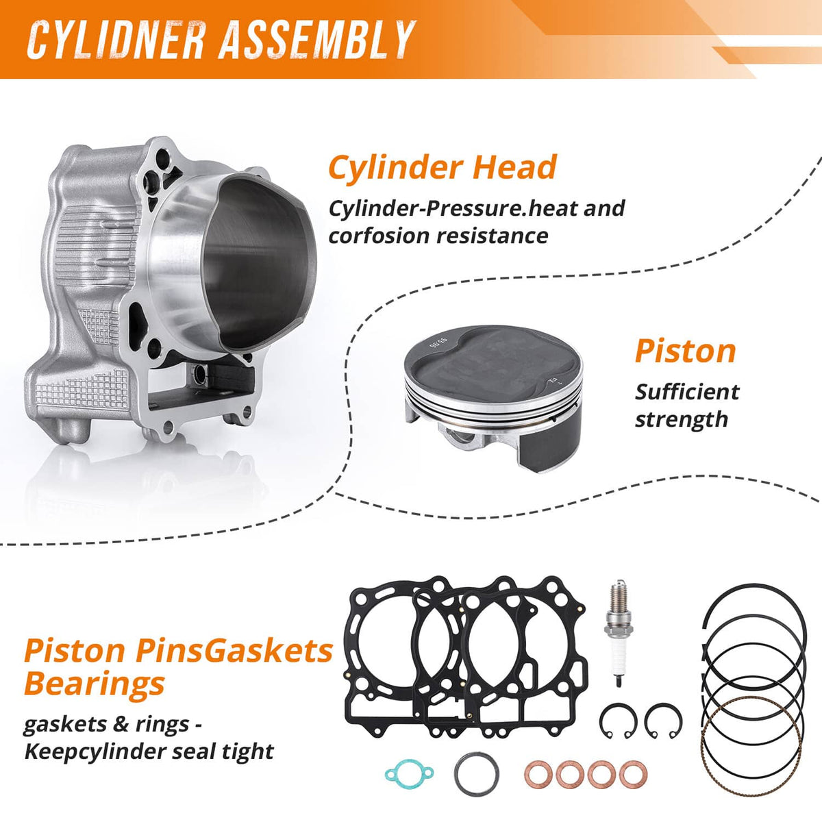 Solidspare Cylinder Head Piston Gasket Top End For Kawasaki KFX400 SUZUKI LTZ400 DRZ400 ATV