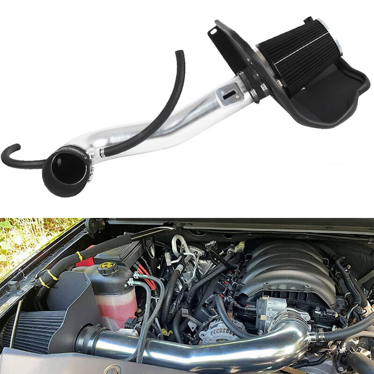 Solidspare Cold Air Intake Kit + Heat Shield For 2014-2019 Chevrolet GMC Cadillac 5.3L 6.2L