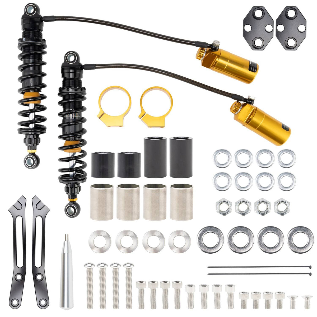 Solidspare Upgraded Adjustable Remote Reservoir Rear Suspension Shocks For Harley Touring
