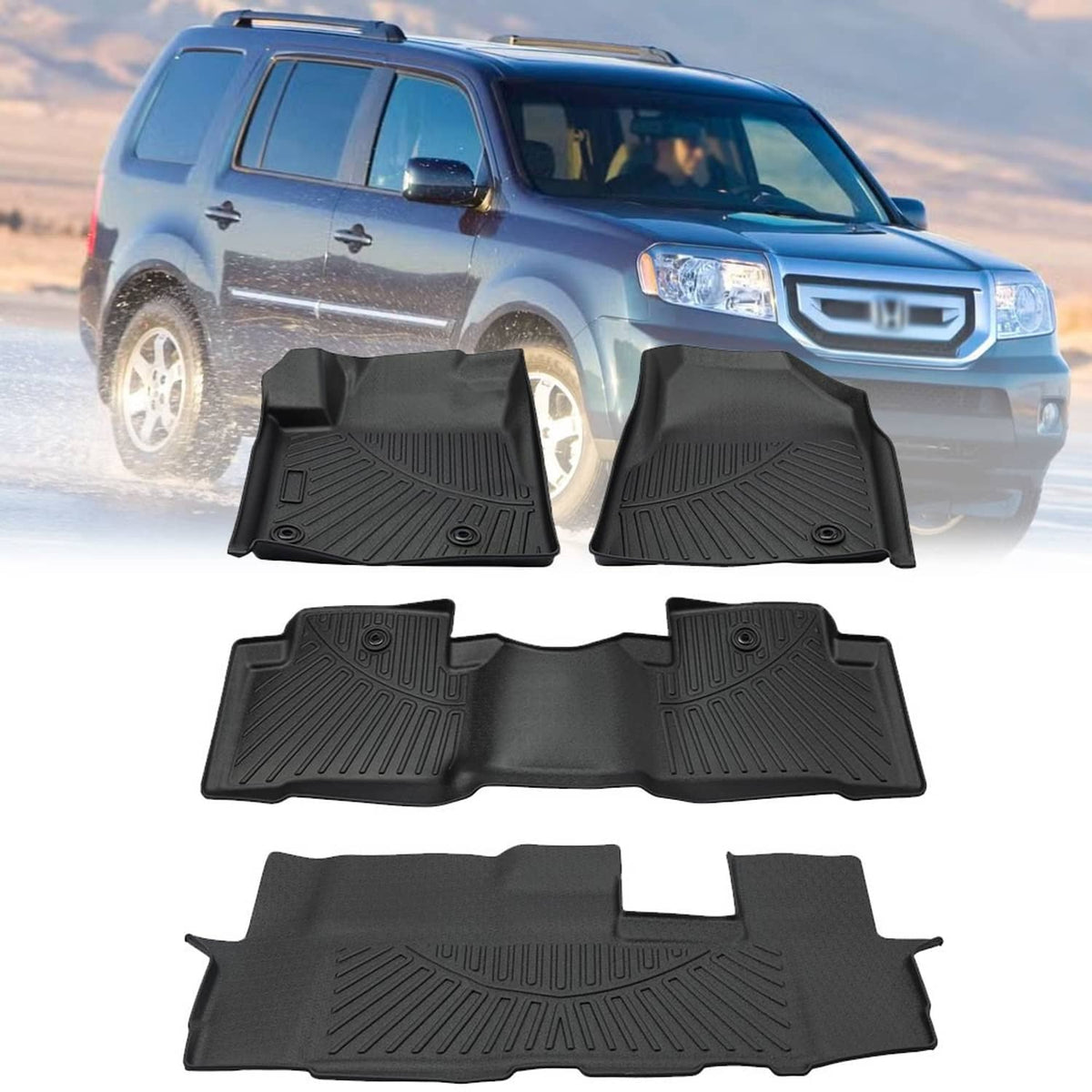 Solidspare Floor Mats Fits for 2009 2010 2011 2012 2013 2014 2015 Honda Pilot Floor Liner