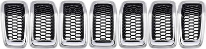 Solidspare 7x Chrome Front Bumper Grille Insert Honeycomb Mesh For 2014-2018 Jeep Cherokee