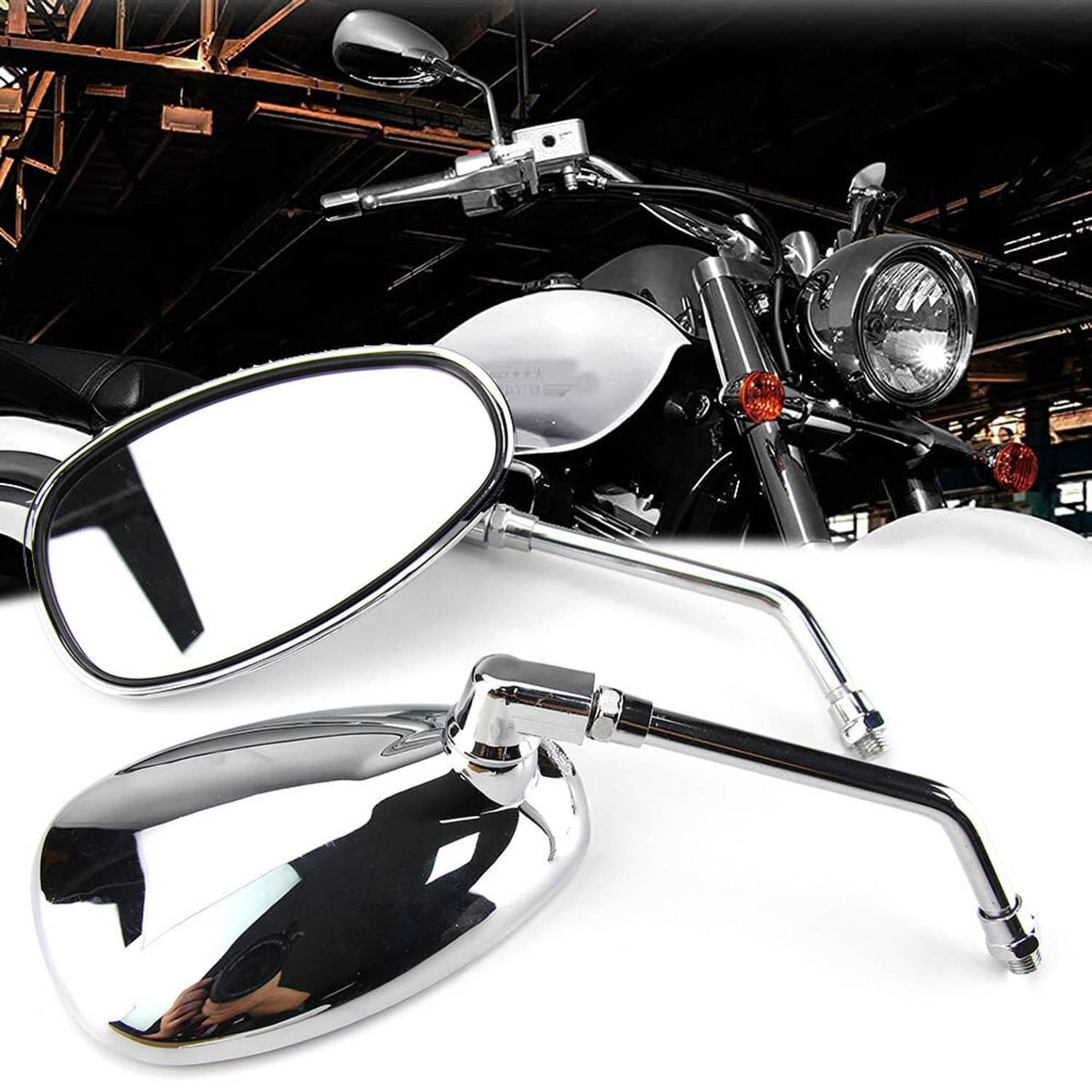 Solidspare Pair Universal 10mm Motorcycle Rearview Side Mirrors for Suzuki Boulevard New