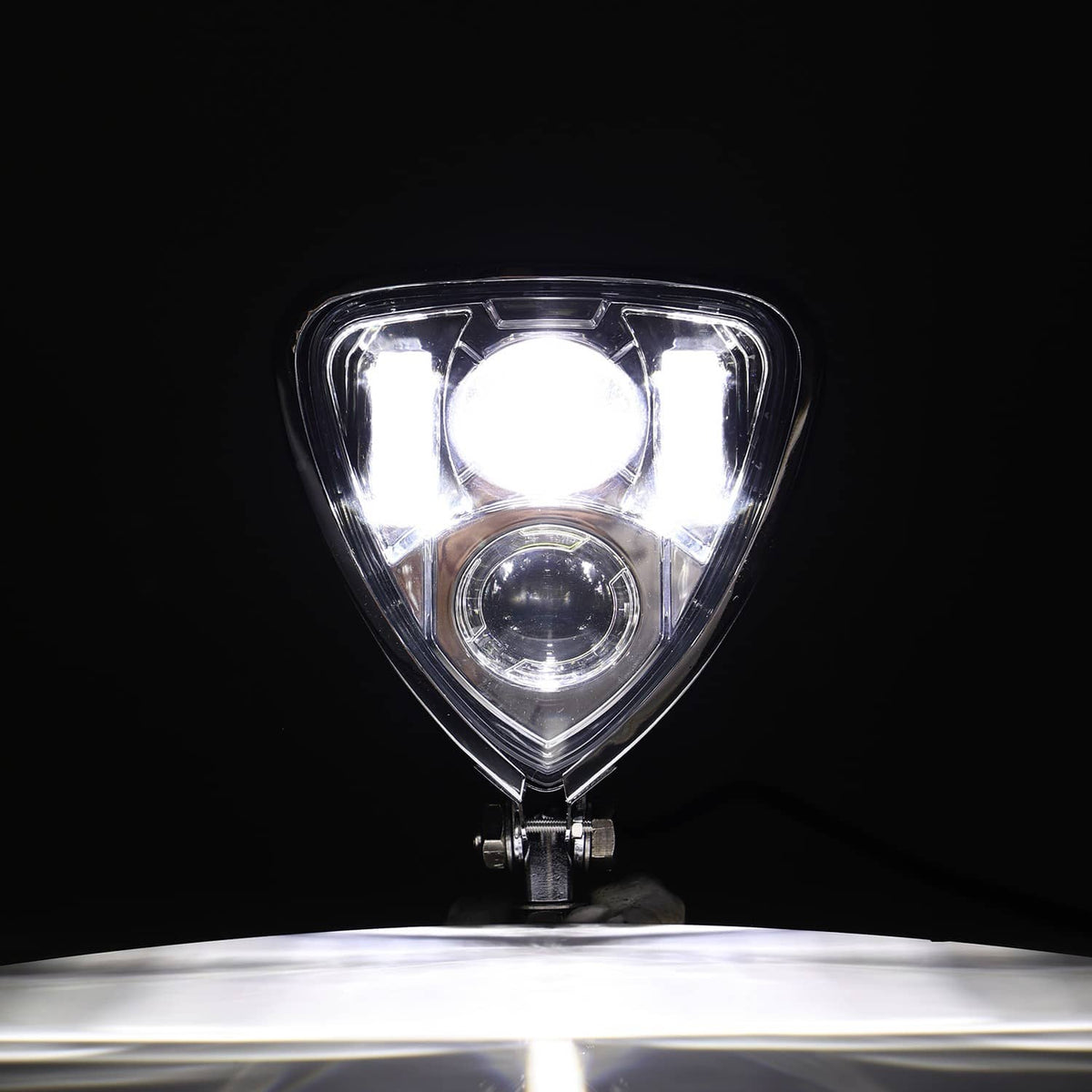 Solidspare Motorcycle Chrome Triangle Headlight Lamp Assembly For Harley Chopper Bobber
