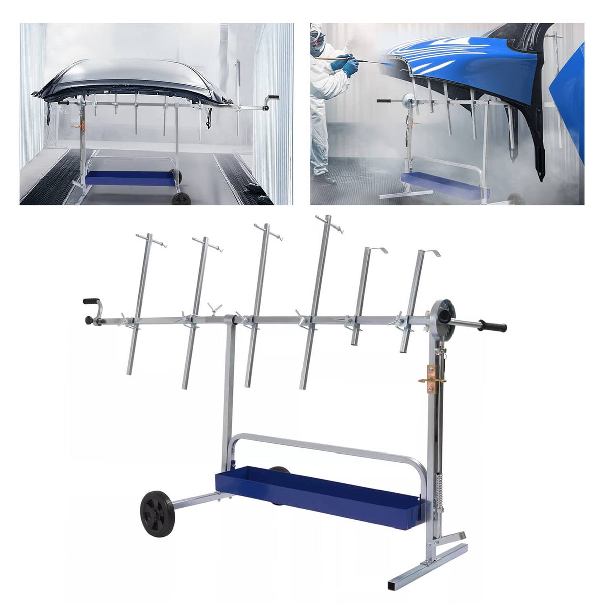 Solid Spare Painting Repair Rack 360° Rotating Paint Stand For Auto Body Door Bumper Hood