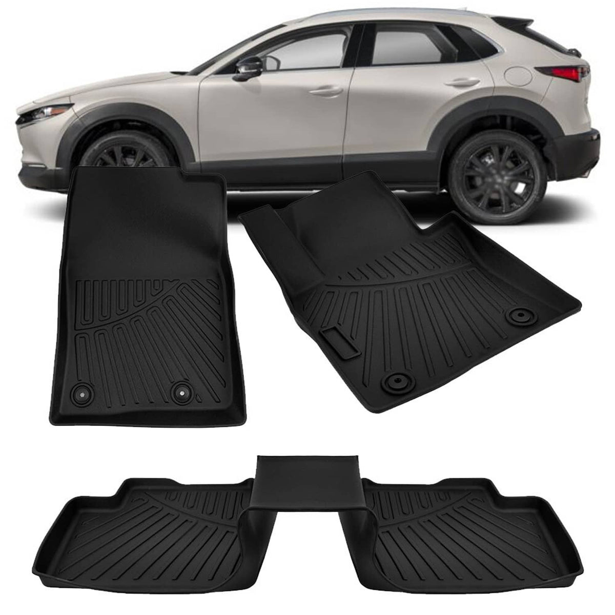 Solidspare 1st & 2nd Row Floor Mats Liner Accessories For Mazda CX-30 CX30 2020-2024 2025