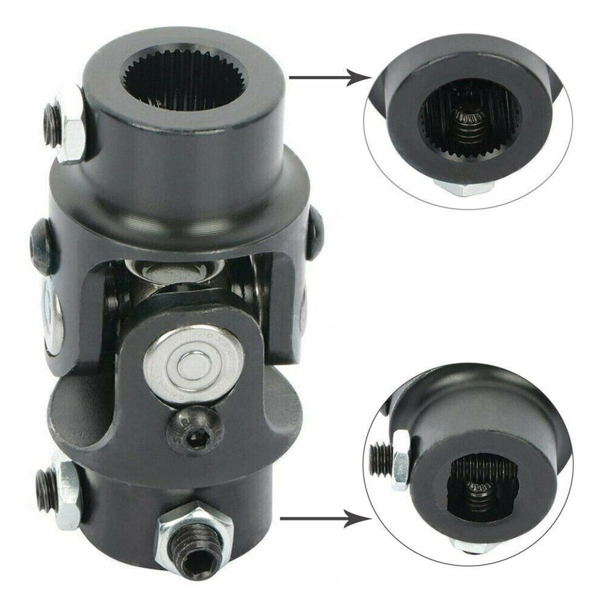 Solidspare New Universal Steering Black Single U-Joint Shaft 3/4" DD X 3/4" DD