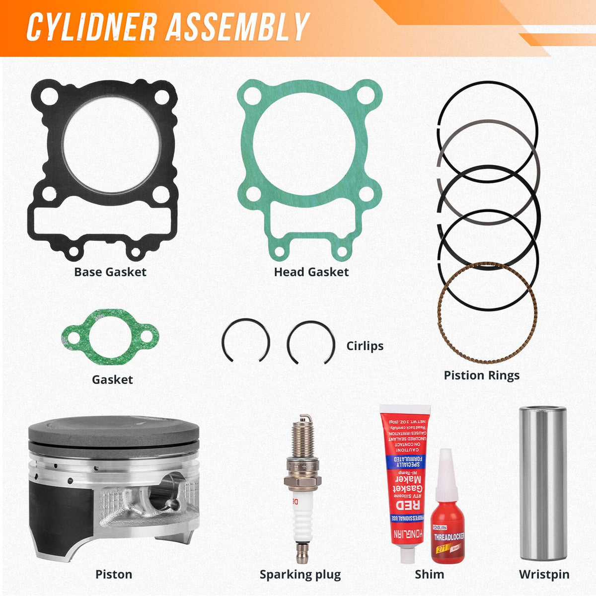Solidspare Cylinder Top End Piston Gaskets Kit For Kawasaki Bayou 250 KLF250A 2003-2011