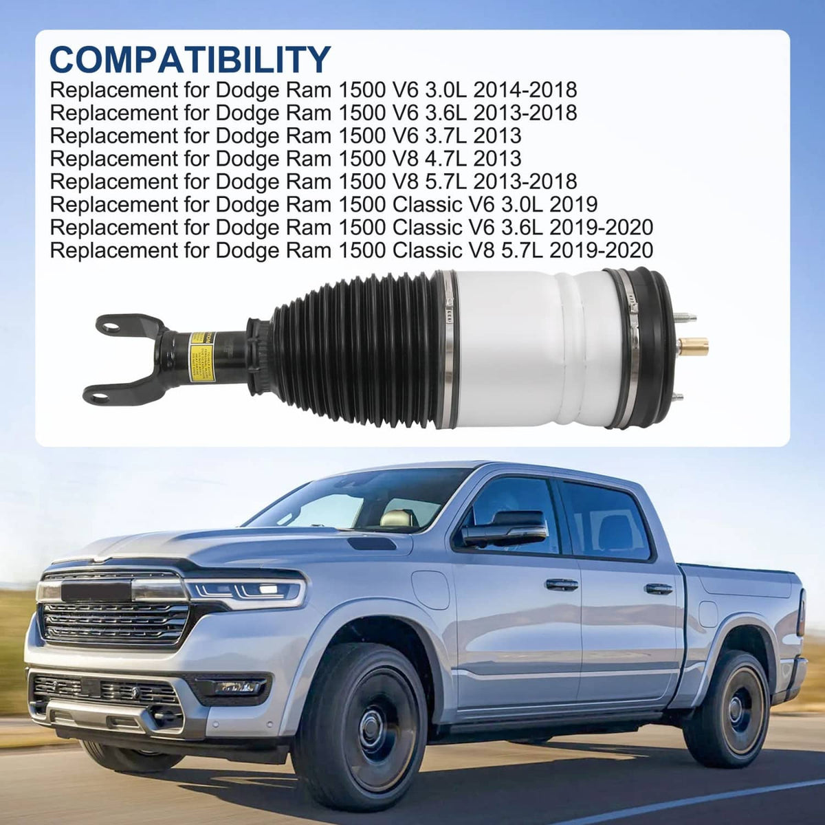 Solidspare Front Left Air Suspension Strut Fits 2013-2019 Ram 1500 3.0L 3.6L 5.7L 4877147AB