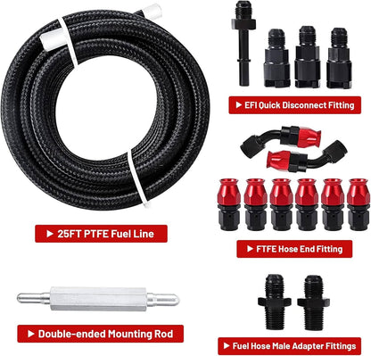 Solidspare AN6 6AN PTFE LS Swap EFI Fuel Line Fitting Kit with 25FT Hose and 15 Fitting E85