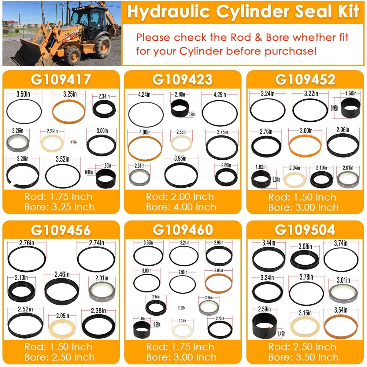 Solid Spare Hydraulic Cylinder Seal Kit Fit Case 580E 580SE 580SD Backhoe Whole Machine