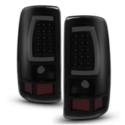 Solid Spare For 2000-2006 Chevy Suburban Tahoe GMC Yukon Black Smoke LED Tube Tail Lights
