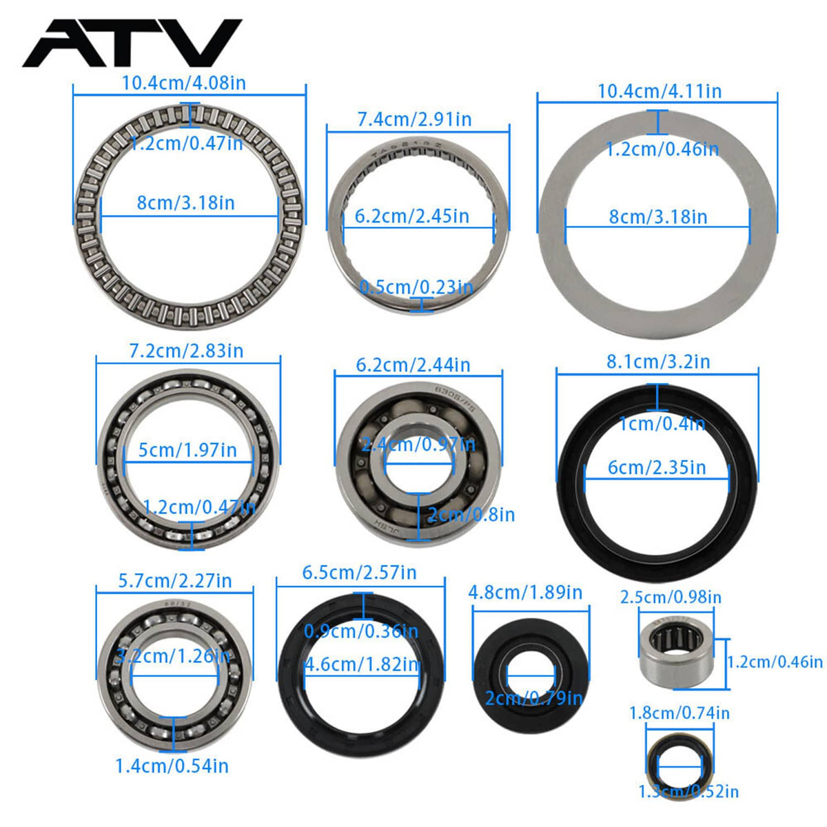 Solidspare Front Differential Bearing Seals Kit for Kawasaki Brute Force 750 KVF750 2005-21
