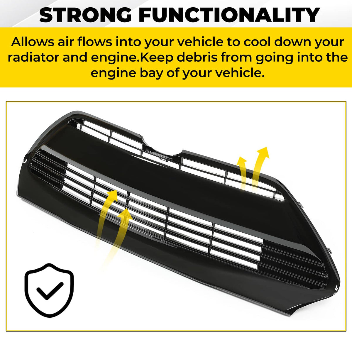 Solid Spare For 2017 2018 2019 Toyota Corolla L LE XLE Front Bumper Lower Grille Black Grill