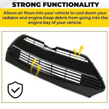 Solid Spare For 2017 2018 2019 Toyota Corolla L LE XLE Front Bumper Lower Grille Black Grill
