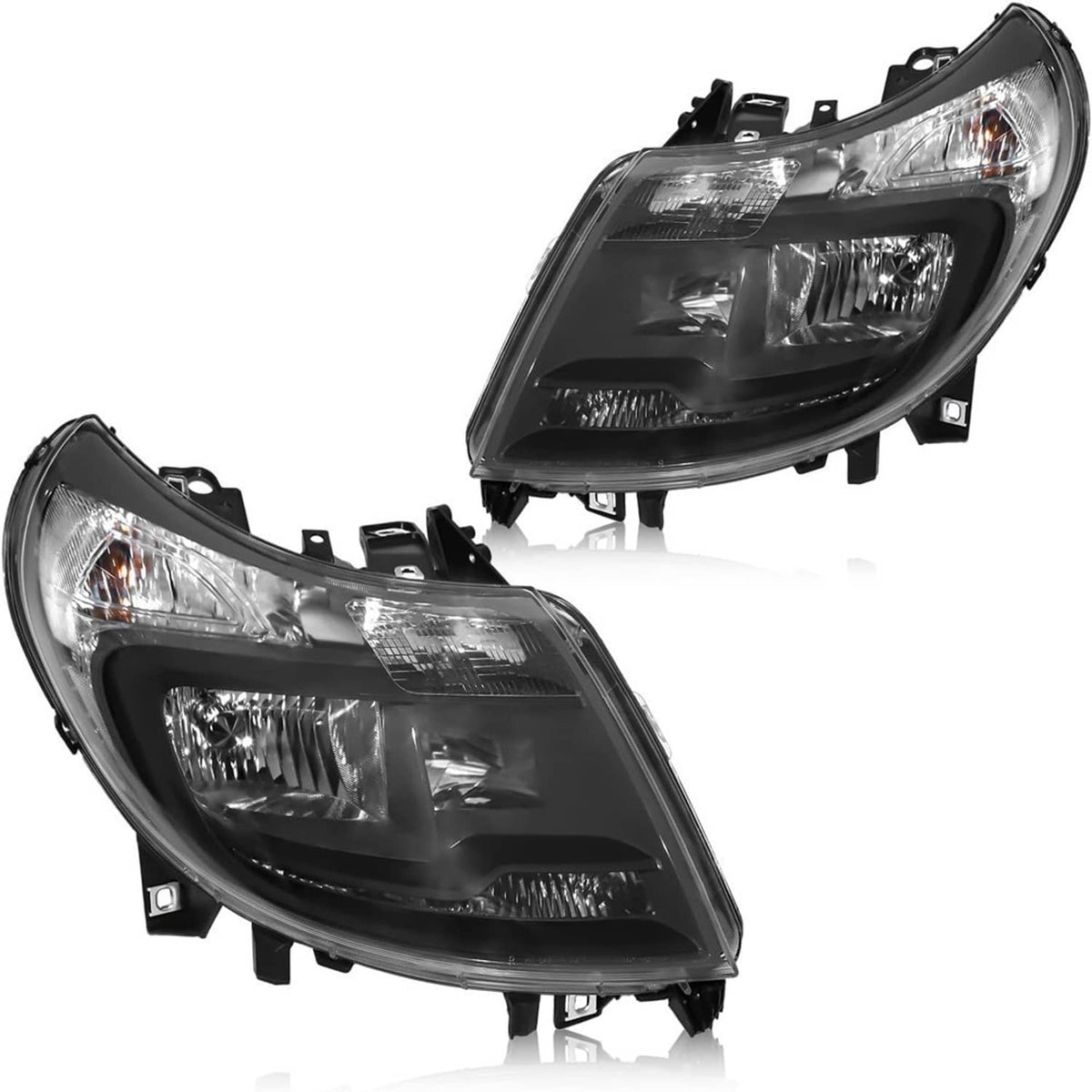 Solidspare Black Left & Right Headlights w/DRL For 14-22 Dodge Ram ProMaster 1500 2500 3500