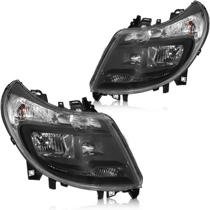 Solidspare Black Left & Right Headlights w/DRL For 14-22 Dodge Ram ProMaster 1500 2500 3500