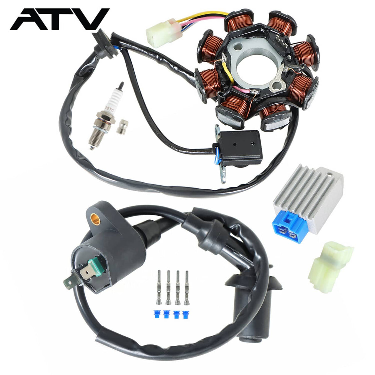 Solidspare Ignition Coil Spark Plug Regulator Stator For Polaris Outlaw 90 Outlaw 50 07-15