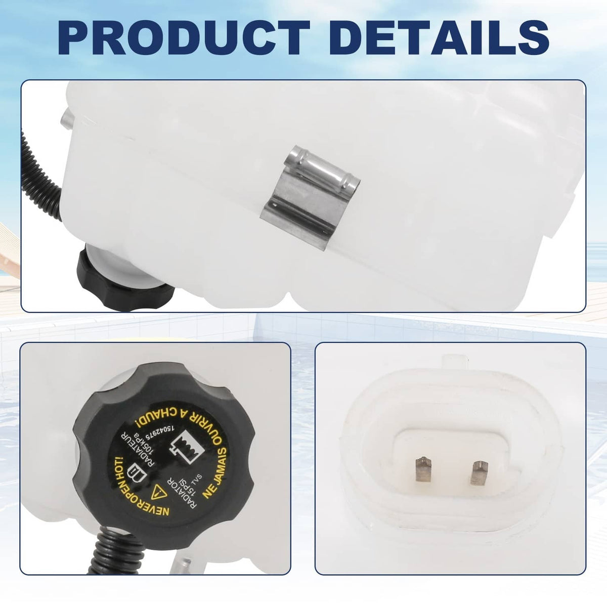 Solidspare Coolant Recovery Tank Overflow Reservoir w/Cap For GMC Chevy Cadillac H2 15PSI