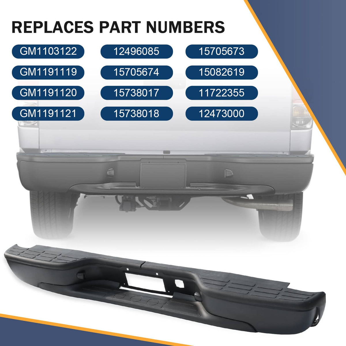 Solidspare Black Rear Step Bumper For 1999-2007 Chevy Silverado GMC Sierra 1500 2500