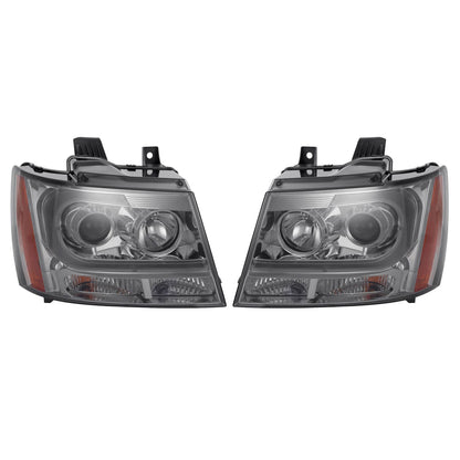 Solid Spare Headlights For Avalanche/Suburban/Tahoe 2007-2014 LED Bar LH+RH Projector