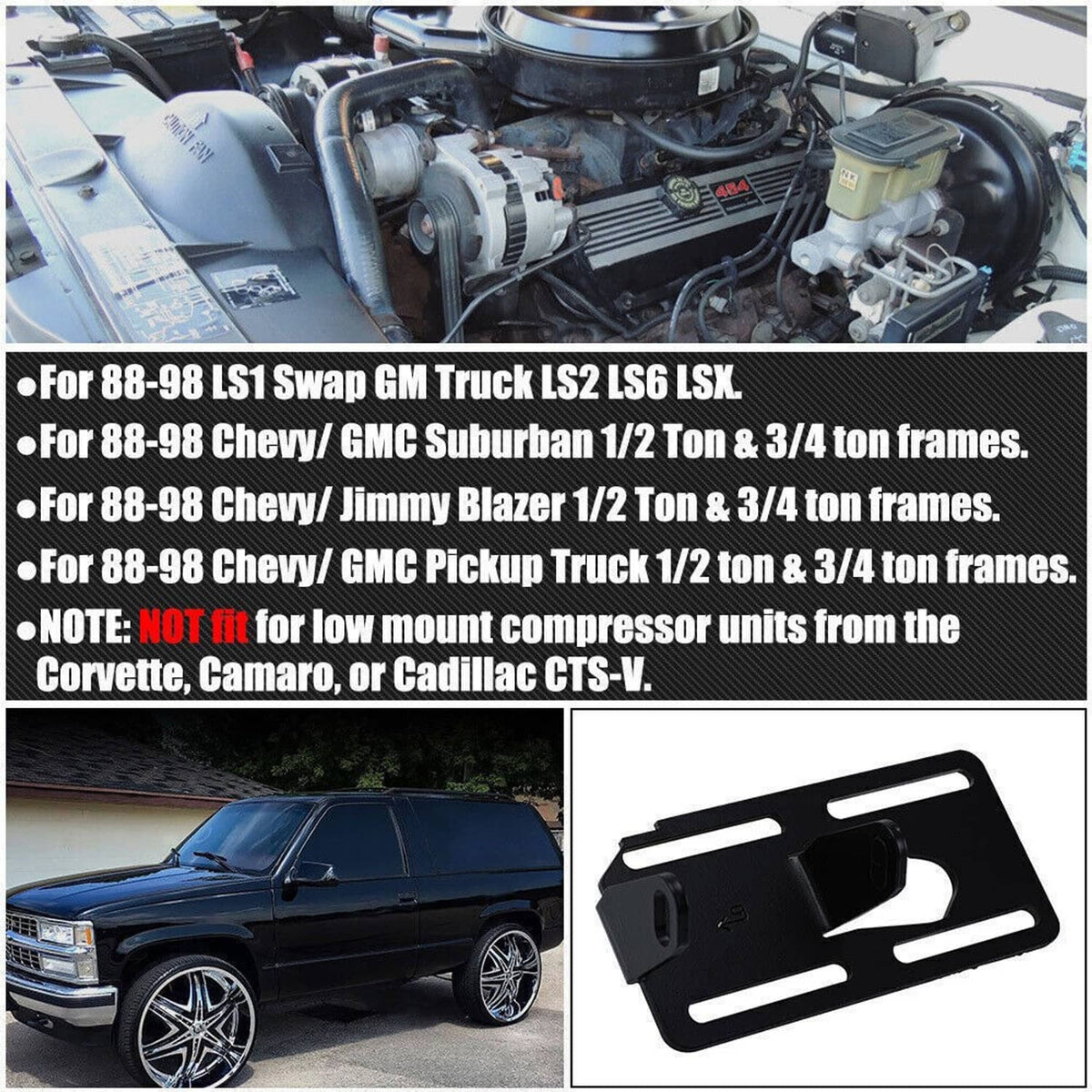 Solidspare Adjustable Conversion Engine Motor Mounts For 88-98 Swap LS1/LS2/LS6/LSX/LQ4/LQ9